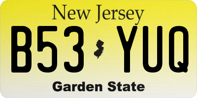 NJ license plate B53YUQ