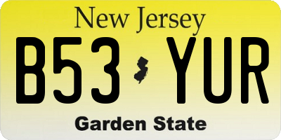 NJ license plate B53YUR