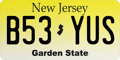 NJ license plate B53YUS