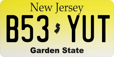 NJ license plate B53YUT