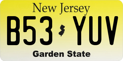 NJ license plate B53YUV