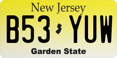 NJ license plate B53YUW