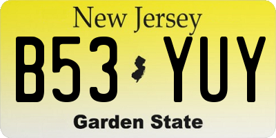 NJ license plate B53YUY