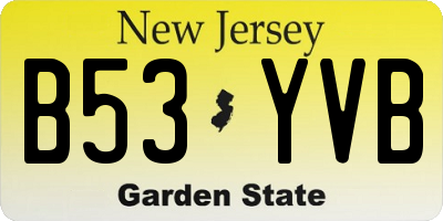 NJ license plate B53YVB
