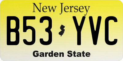 NJ license plate B53YVC