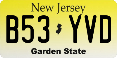 NJ license plate B53YVD
