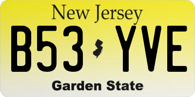 NJ license plate B53YVE