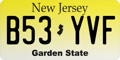 NJ license plate B53YVF