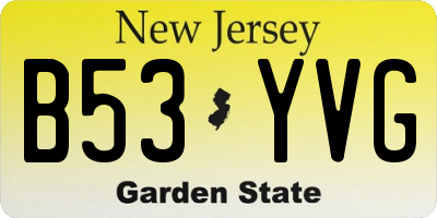 NJ license plate B53YVG