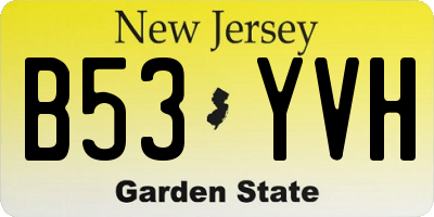 NJ license plate B53YVH
