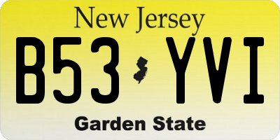 NJ license plate B53YVI