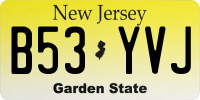 NJ license plate B53YVJ