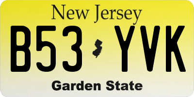 NJ license plate B53YVK