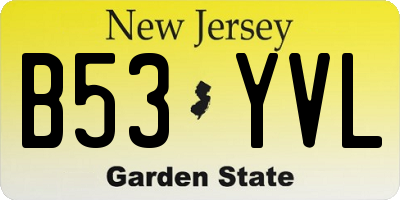 NJ license plate B53YVL