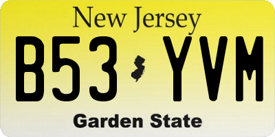 NJ license plate B53YVM