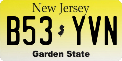 NJ license plate B53YVN