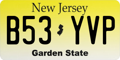 NJ license plate B53YVP