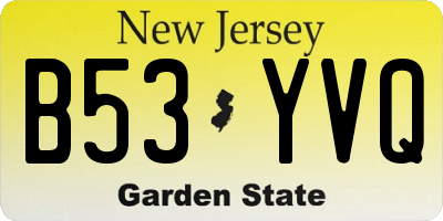 NJ license plate B53YVQ