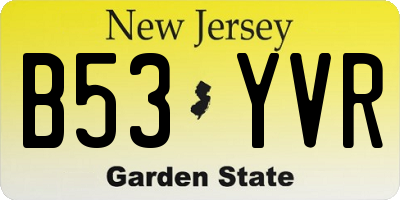 NJ license plate B53YVR