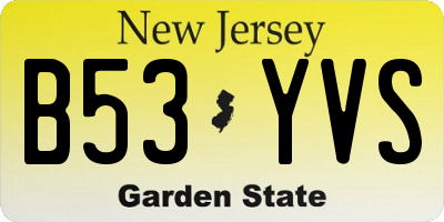 NJ license plate B53YVS