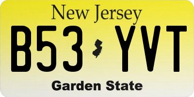 NJ license plate B53YVT