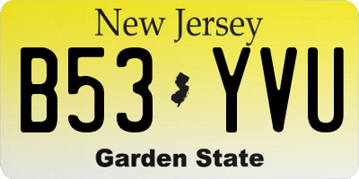 NJ license plate B53YVU