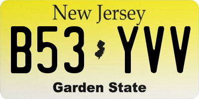 NJ license plate B53YVV