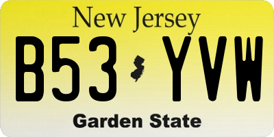 NJ license plate B53YVW