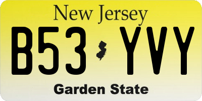 NJ license plate B53YVY