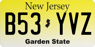 NJ license plate B53YVZ