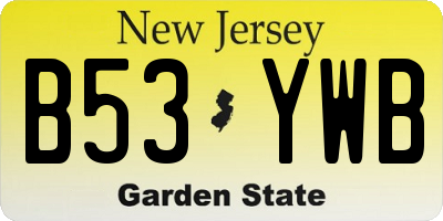 NJ license plate B53YWB