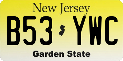 NJ license plate B53YWC