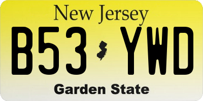 NJ license plate B53YWD