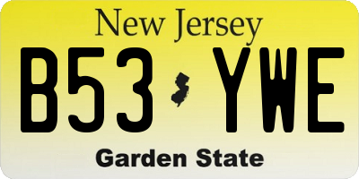 NJ license plate B53YWE