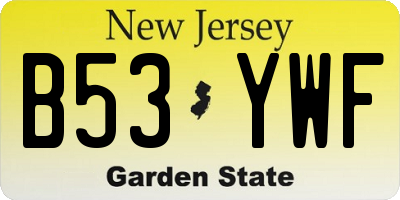NJ license plate B53YWF