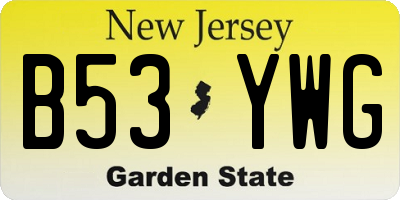 NJ license plate B53YWG