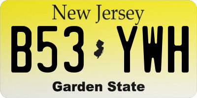 NJ license plate B53YWH