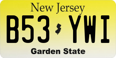 NJ license plate B53YWI
