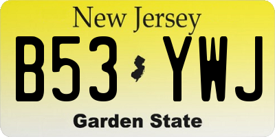 NJ license plate B53YWJ