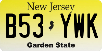 NJ license plate B53YWK