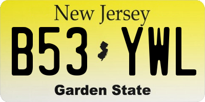 NJ license plate B53YWL