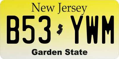 NJ license plate B53YWM