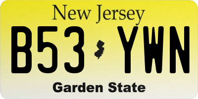 NJ license plate B53YWN