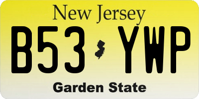 NJ license plate B53YWP