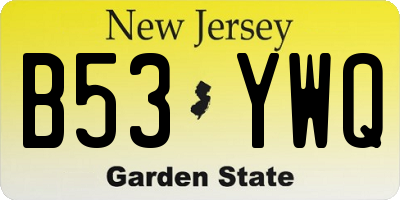 NJ license plate B53YWQ