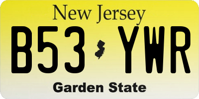 NJ license plate B53YWR