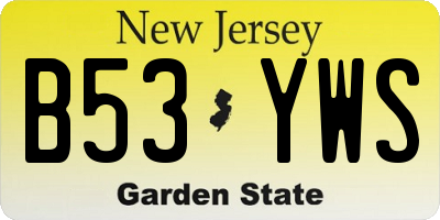 NJ license plate B53YWS