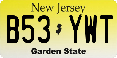 NJ license plate B53YWT