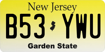NJ license plate B53YWU