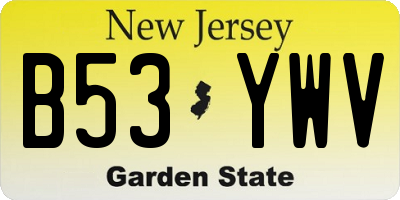 NJ license plate B53YWV